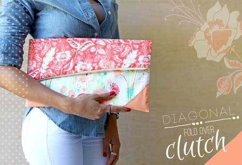 Diagonal Fold Over Clutch - Free Sewing Tutorial