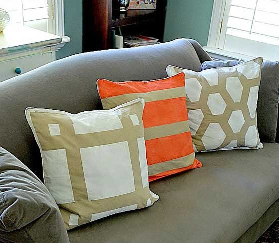 Taped and Painted Pillows Tutorial