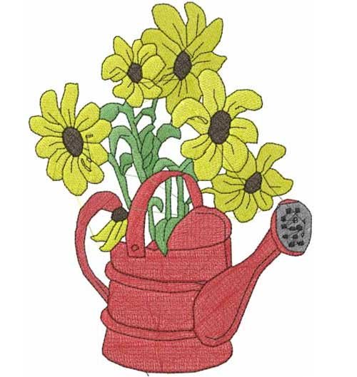 Floral Watering Can - Free Embroidery Design