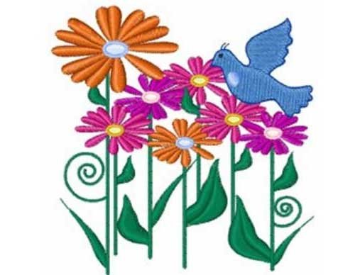 Flower And Bird - Free Embroidery Design