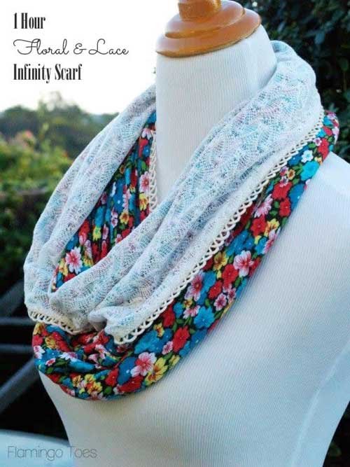 Floral and Lace Infinity Scarf - Free Sewing Tutorial