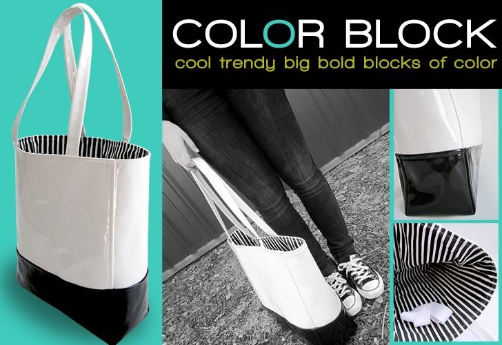 Free Tote Bag Pattern and Tutorial - Color Block Tote