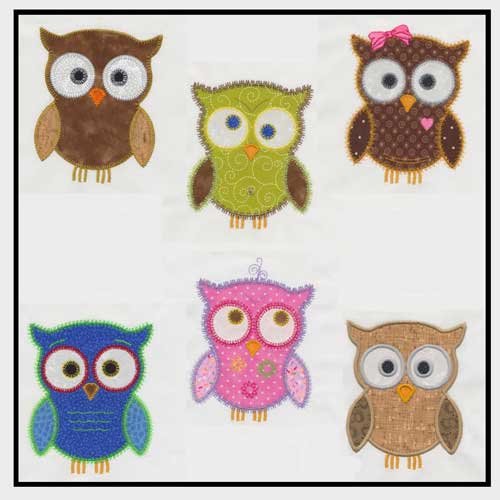 Owl Machine Embroidery Design Set