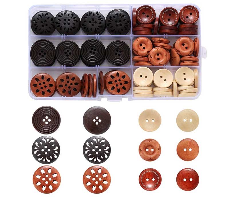 Round Wood Wooden Buttons