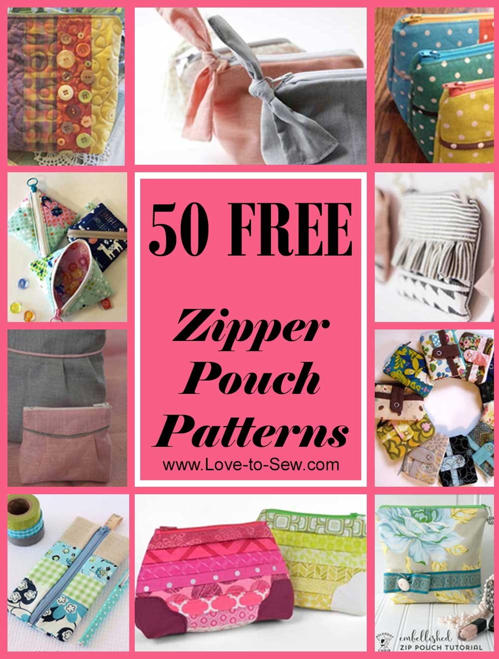 50 Free Zipper Pouch Sewing Patterns