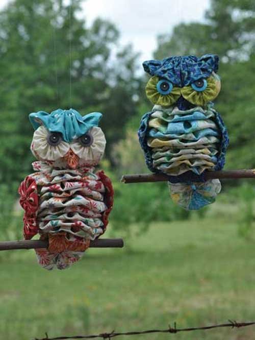 These cute owls are fun and easy to make using fabric yo-yos.