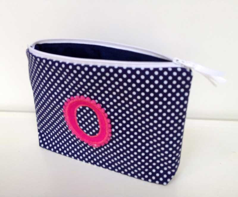 Monogrammed Polka Dot Pouch