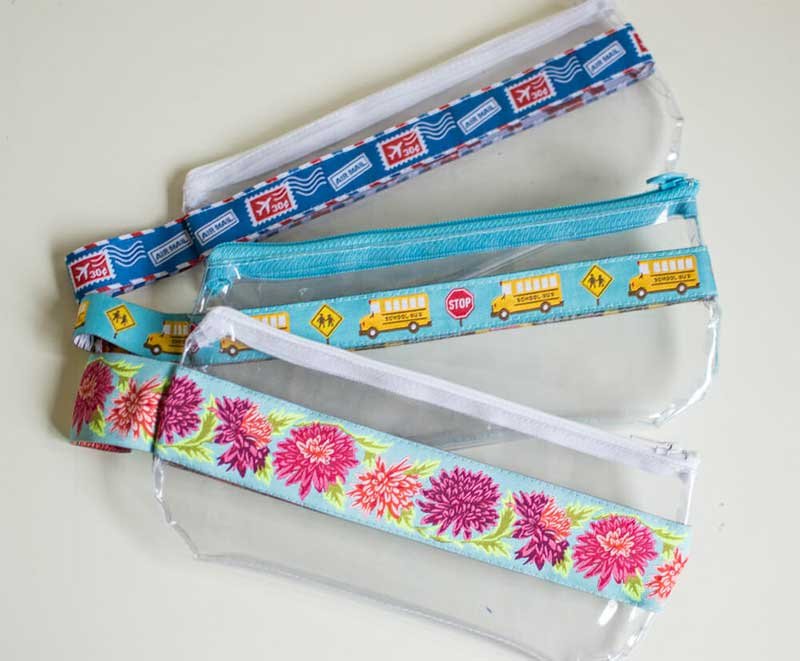 Ribbon and Vinyl Zipper Pouch